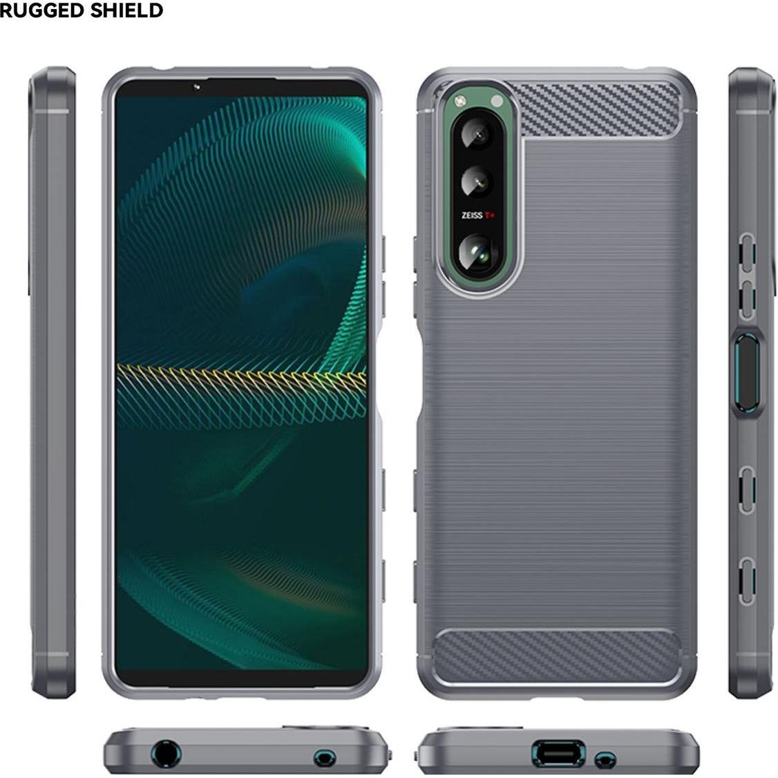 Thumbnail - König Design Hülle Handy Schutz für Xiaomi Sony Samsung Case Cover Bumper Carbon Optik Etuis (Sony Xperia 5 III), Smartp...