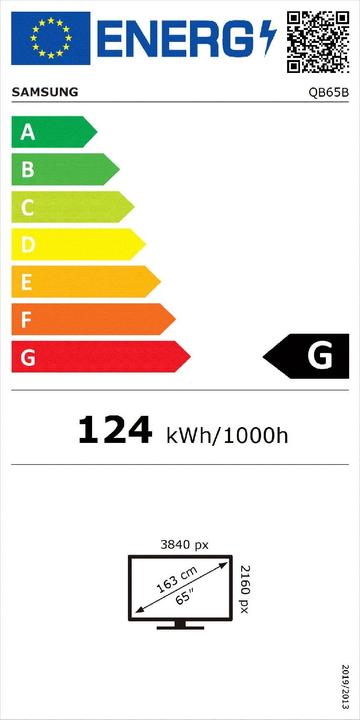 Energie-Label Samsung QB65B (3840 x 2160 Pixel, 65")