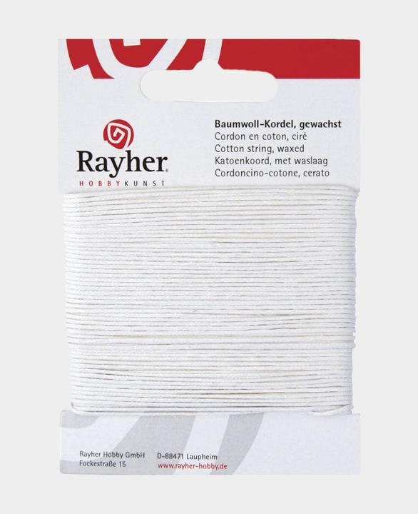 Image du produit Rayher Cordon de coton ciré blanc 20m