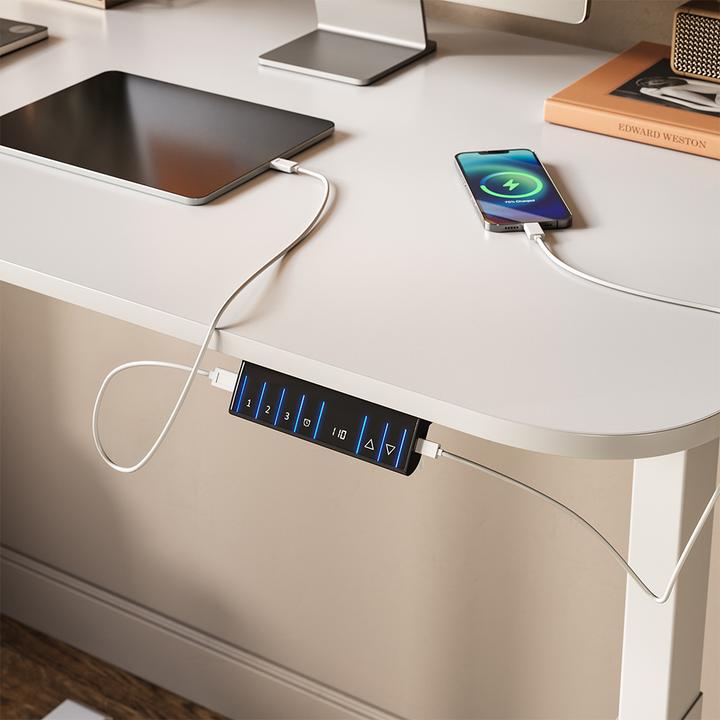 Produktbild Vicco Schreibtisch Elevate, Weiss/Weiss, 180 x 57.5 cm (120 x 60 x 70 cm)