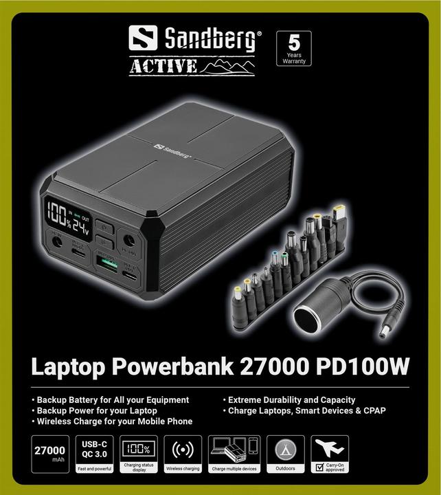 Produktbild Sandberg Laptop Powerbank (27000 mAh, 100 W, 99.90 Wh)