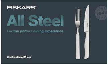Actual product image Fiskars All Steel Steak cutlery set, 24 pieces (24 Piece, Cutlery set)