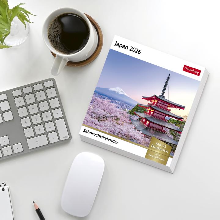 Actual product image Harenberg Japan Sehnsuchtskalender 2026 - Wochenkalender mit 53 Postkarten (Hardcover, German)