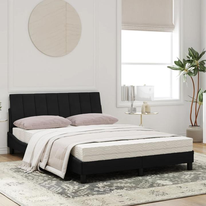 Actual product image vidaXL Bed Upholstered bed Bed frame Double bed Mattress Black 120x200cm Velvet (120 x 200 cm)