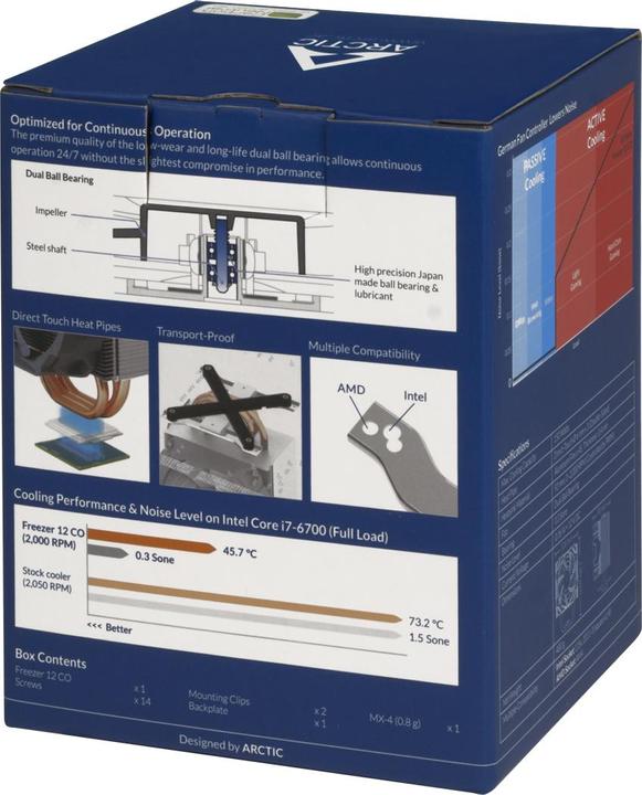 Produktbild Arctic Freezer 12 CO Kompakter semi-passiver Tower CPU-KÃ¼hler fÃ¼r Dauerbetrieb