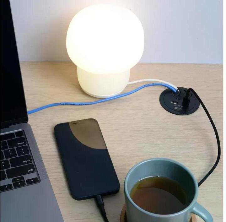 Actual product image Max Hauri Office Line cable feed-through with USB/A and USB/C charger