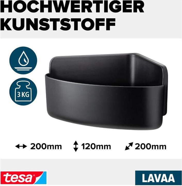 Immagine prodotto tesa LAVAA Cestino doccia angolare con soluzione adesiva senza forare