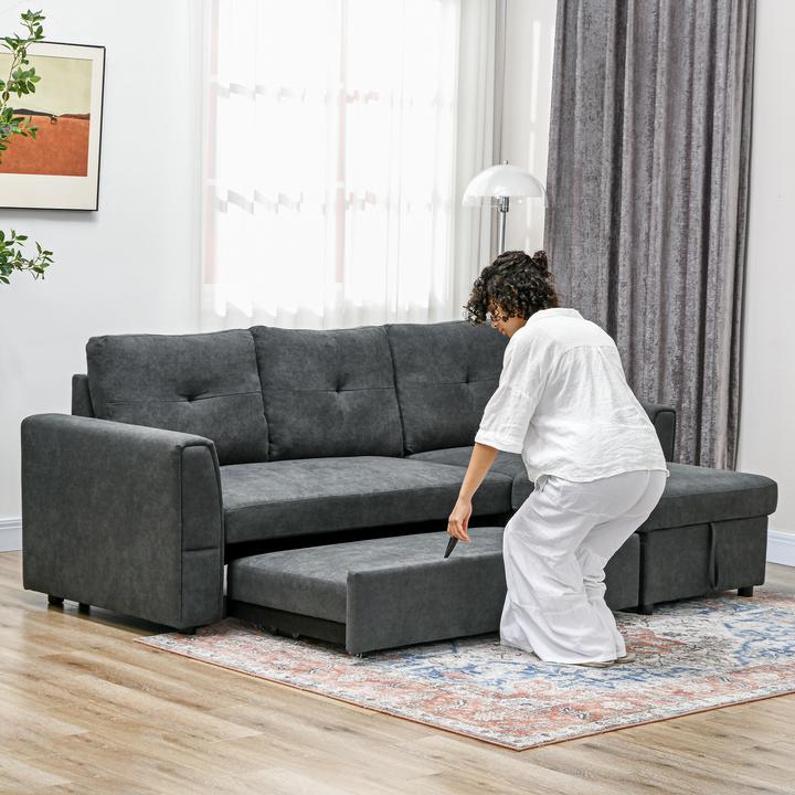 Produktbild Homcom Schlafsofa Polyester Dunkelgrau (3-Sitzer)