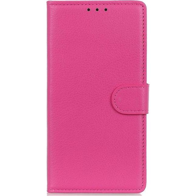 MU Classic Litchi Leder Bookcover Series (OnePlus 10 Pro), Smartphone Hülle, Rosa