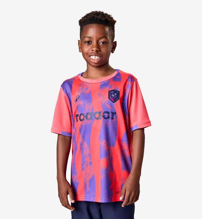 Produktbild Kipsta Kinder Fussball Trikot kurzarm - VIRALTO Kids Roarrr Mandrill rot/violett (140)