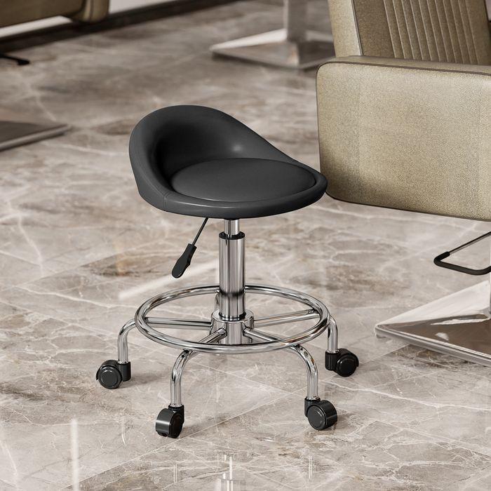 Actual product image Swisshandel24 Rollhocker höhenverstellbar mit Rückenlehne Drehhocker 59-75 cm Arbeitshocker