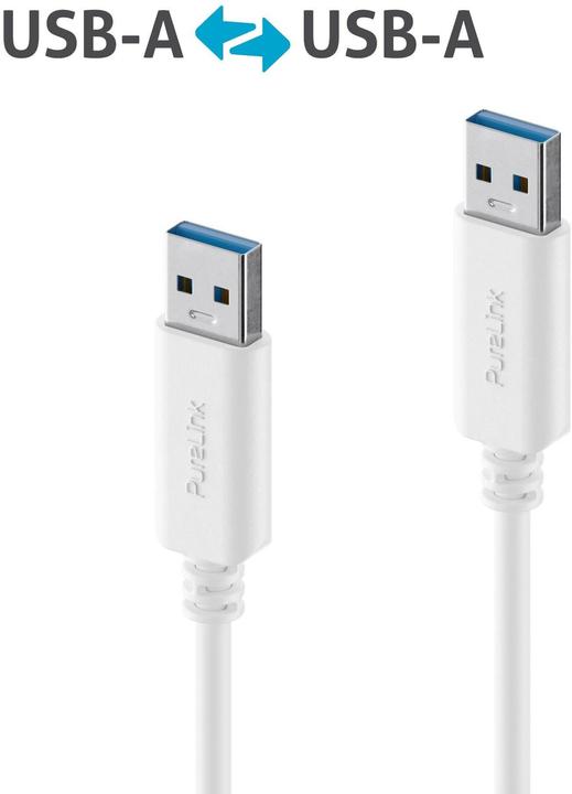 Image du produit Purelink Câble USB 3.1 (Gen 1) USB-A 0,5 m Blanc (0.50 m, USB 3.2 Gen 1)
