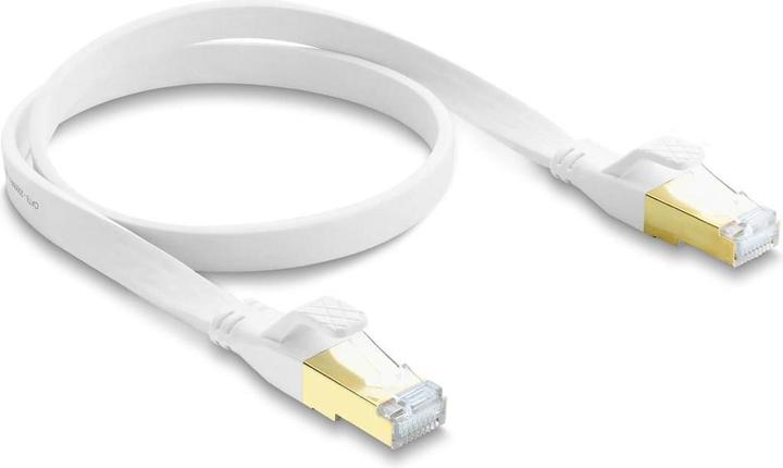 Produktbild Delock RJ45 Flachband Patchkabel Cat.8.1 U/FTP bis 40 Gbps 0,5 m weiss (81024) (U/FTP, CAT8.1, 0.50 m)