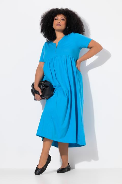 Produktbild Ulla Popken Maxikleid, A-Linie, Zipper, V-Ausschnitt, Halbarm (60)