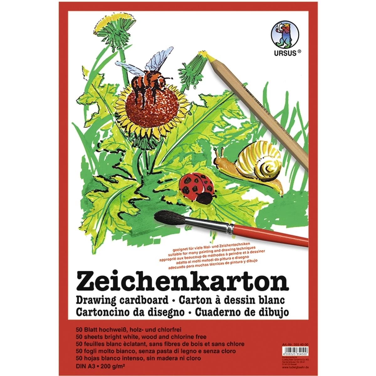 Ursus, Bastelpapier, Zeichenkarton 200g/qm A3 VE=50 Bogen (200 g/m², 1 x)