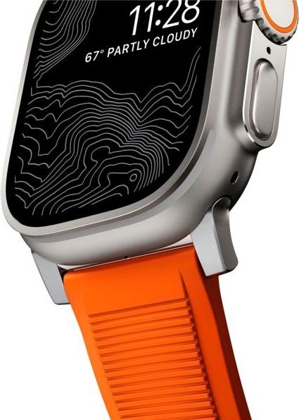 Actual product image Nomad Rugged Strap -ranneke, Apple Watch 49 / 45 / 44 /, oranssi / hopea (45 mm, 44 mm, 42 mm, 49 mm, Plastic, Apple Watch Series 9)
