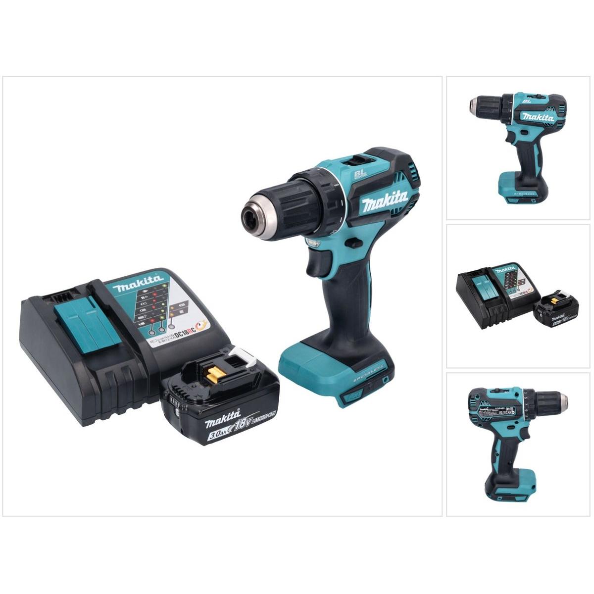 Thumbnail - Makita, Bohrmaschine + Akkuschrauber, DDF 485 RF1 Akku Bohrschrauber 18 V 50 Nm Brushless + 1x Akku 3,0 Ah + Ladegerät (...