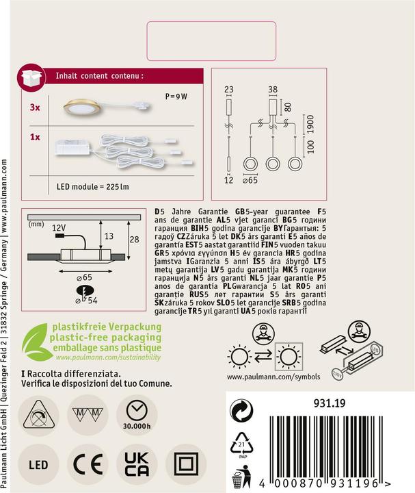 Produktbild Paulmann Möbeleinbauleuchte (540 lm)