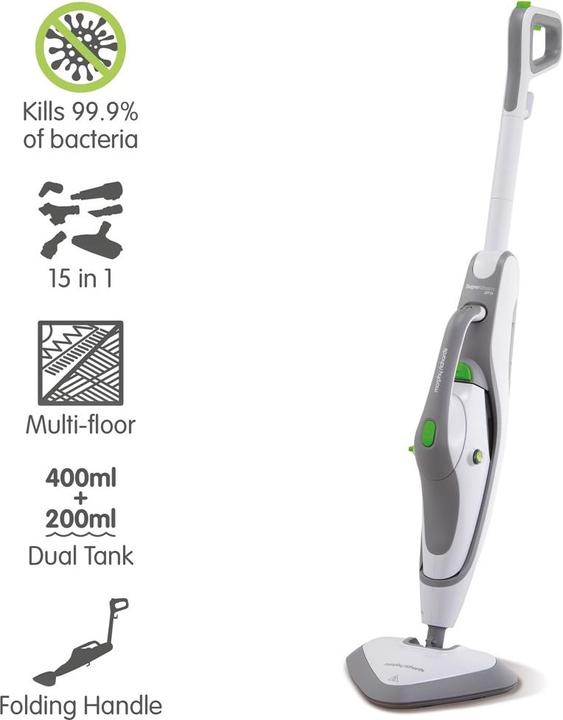 Actual product image Morphy Richards 720520, Portable steam cleaner, 0.6 L, Grey, White, Buttons, 1230 W, Carpet, Laminate (1230 W)