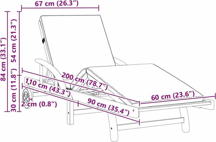 Immagine prodotto vidaXL Sonnenliege (200 cm)