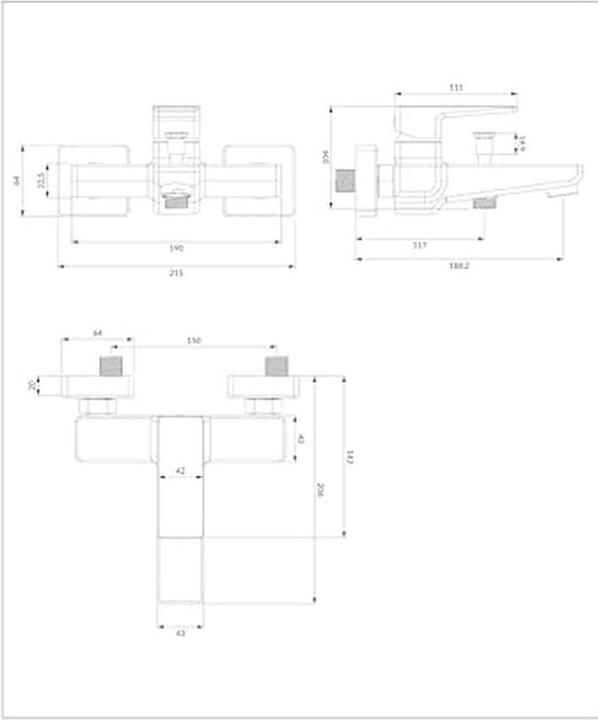Actual product image Omnires parma - badkraan, mat zwart