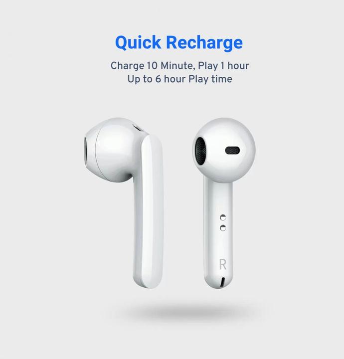 Image du produit Powerology True Wireless Stereo Earbuds - White (Pas de réduction du bruit, 16 h, Sans fil)