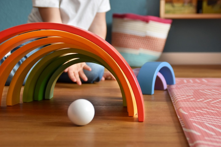 Actual product image small foot Wooden blocks rainbow XL