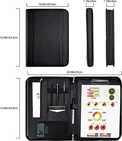 Produktbild Only-Bags.Store A4 Schreibmappe PU Kunstleder Konferenzmappe Portfolio mit Reissverschluss Klemmbrett Notizblock