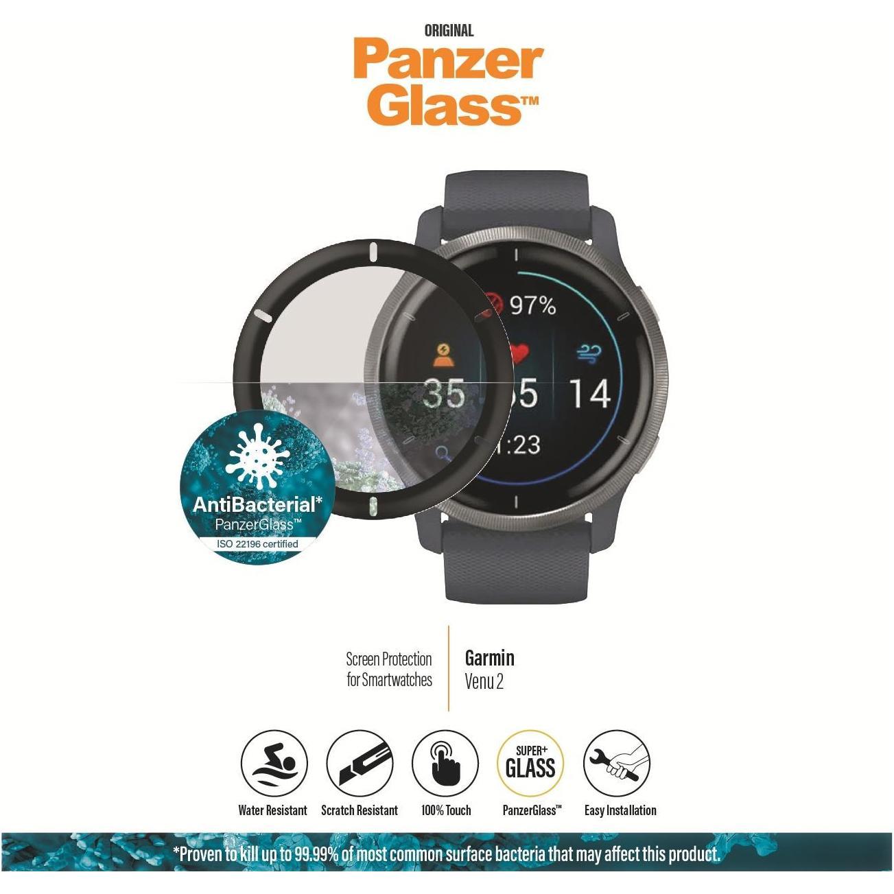 PanzerGlass Displayschutz, Smartwatch Schutzfolie, Schwarz