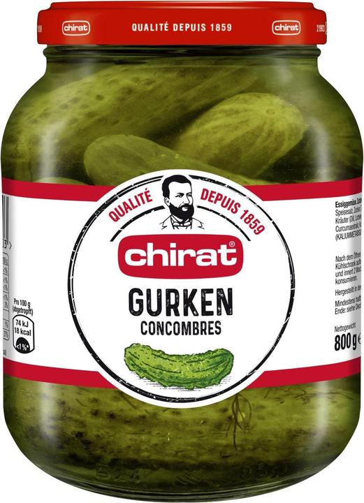 Chirat Essig Gurken, Essiggemüse ideal für Raclette, Fondue, Apéro, kalte Platten, Grillieren & Snacks (800 g)