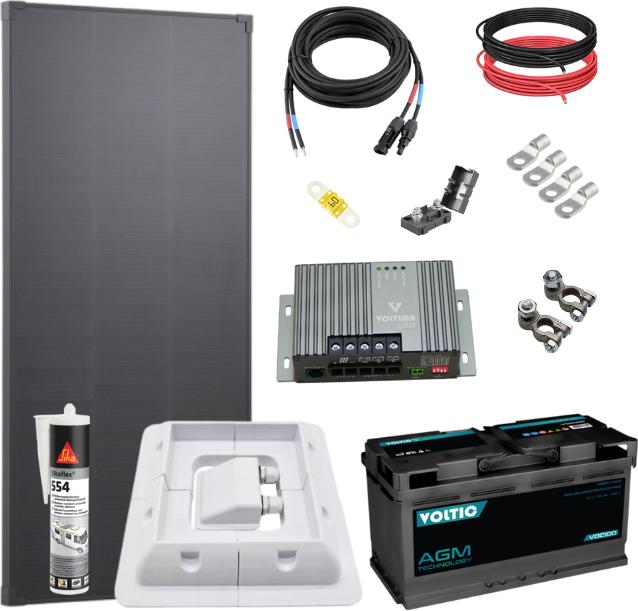Image du produit Voltima Kit solaire pour camping-car avec batterie AGM - SMALL