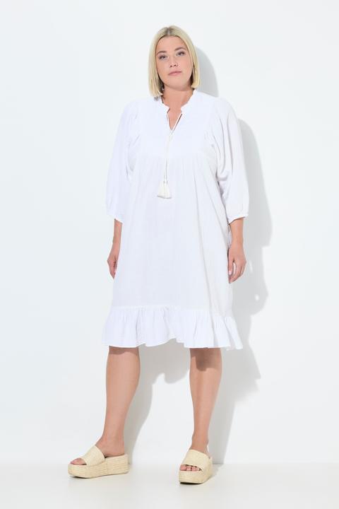 Produktbild Ulla Popken Musselin-Kleid, Stickerei, Tunika-Ausschnitt, 3/4-Arm (54)