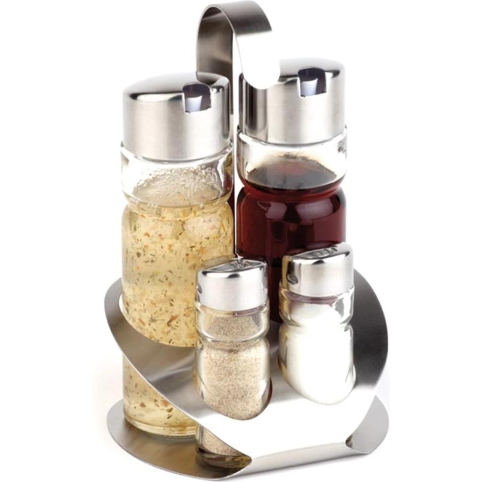 APS, Ölspender + Essigspender, Tisch menage PRO Abmessungen: 12,5 x 19 x 11 cm (B x H x T) Edelstahl, mattiert/Glas