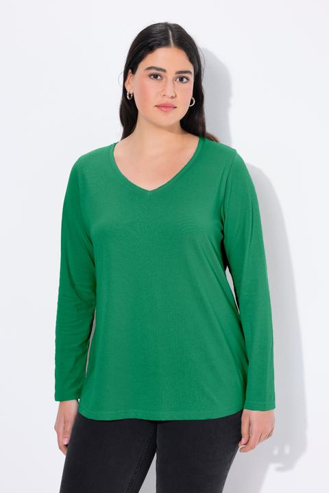 Produktbild Ulla Popken Shirt, Slim, V-Ausschnitt, Langarm (54)