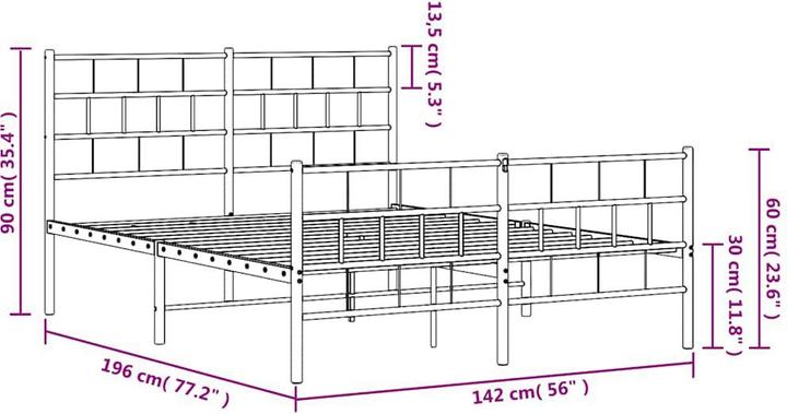 Produktbild vidaXL Metall Bettgestell (135 x 190 cm)
