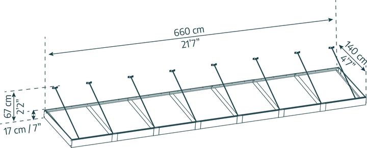 Actual product image Palram CANOPIA | Sophia XL 5X21/ 1.4X6.6 Door and Porch Awning Dark Grey Clear