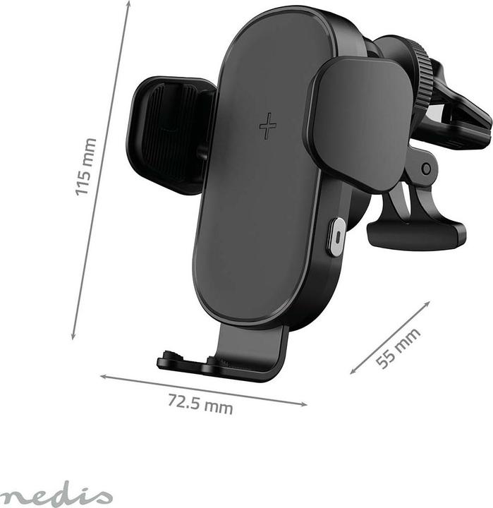 Actual product image Nedis Wireless car charger | Qi certified | 7.5 / 10 / 15 W | 1.5 / 1.67 / 2 A | 1.00 m | FOD / Übe