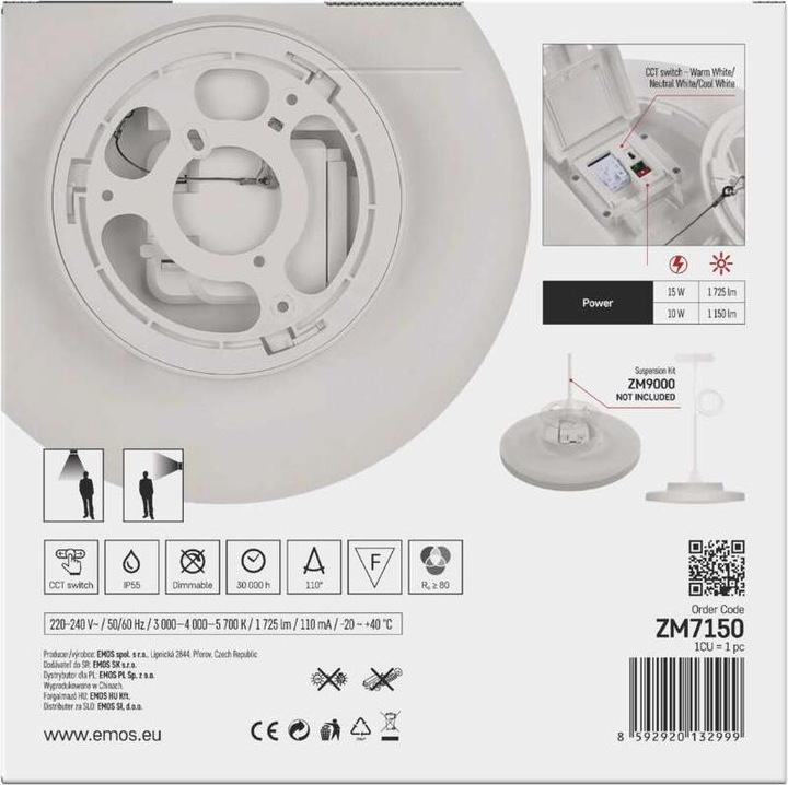 Produktbild Emos LED-Anbauleuchte DIONI rund, weiss, 15W, mit Farbtemperatur-Änderung (1725 lm)