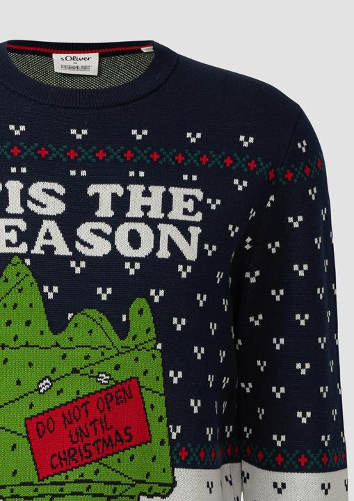 Produktbild s.Oliver Strickpullover Weihnachtspullover aus reiner Baumwolle mit Peanuts®-Motiv (M)