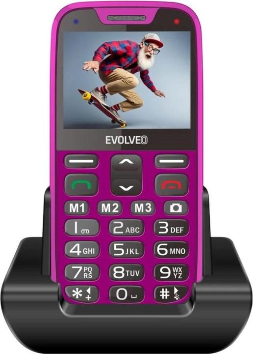 Produktbild Evolveo EasyPhone XR + Ständer rosa / 2,3" / SOS / Bluetooth / FM / microSD (2.30")