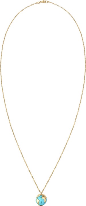 Produktbild Elli Halskette Erbskette Globus Weltkugel Syn. Howlith 925 Silber (925er Sterling Silber, Synthetischer Türkis, 70 cm)