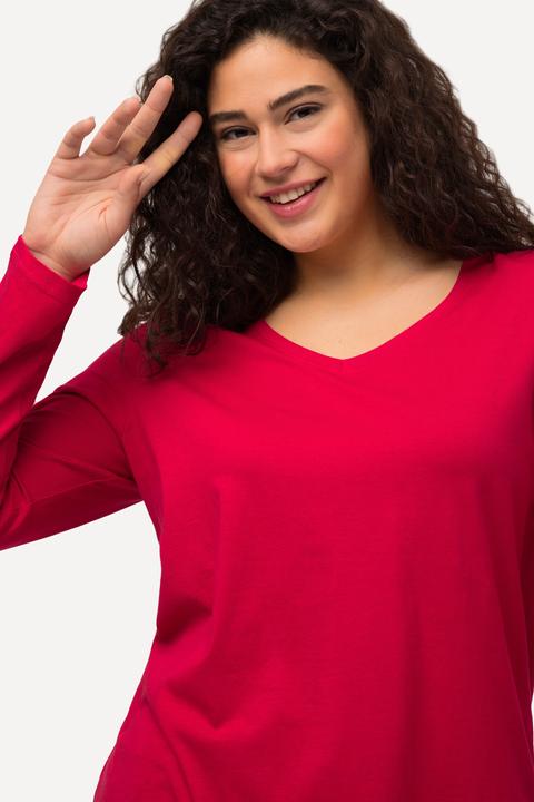 Produktbild Ulla Popken Shirt, Slim, V-Ausschnitt, Langarm (62)