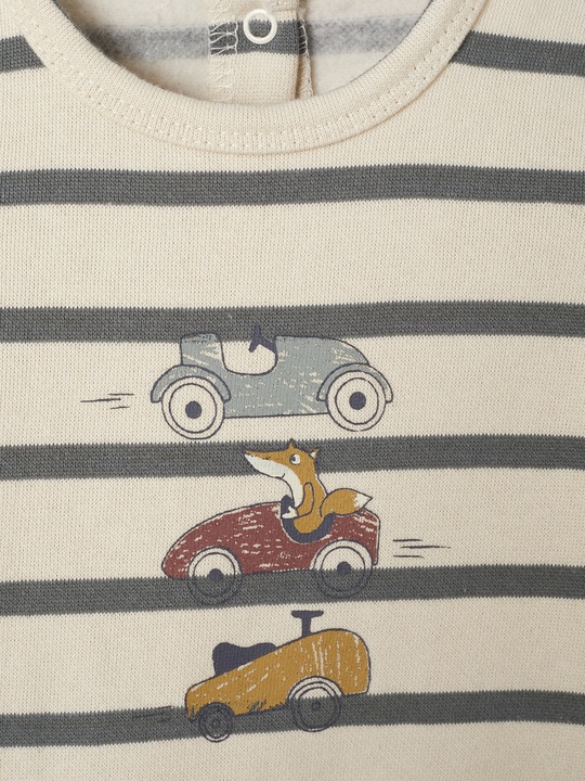 Produktbild Vertbaudet Jungen Baby Strampler mit Streifen und Autos Oeko-Tex (62)