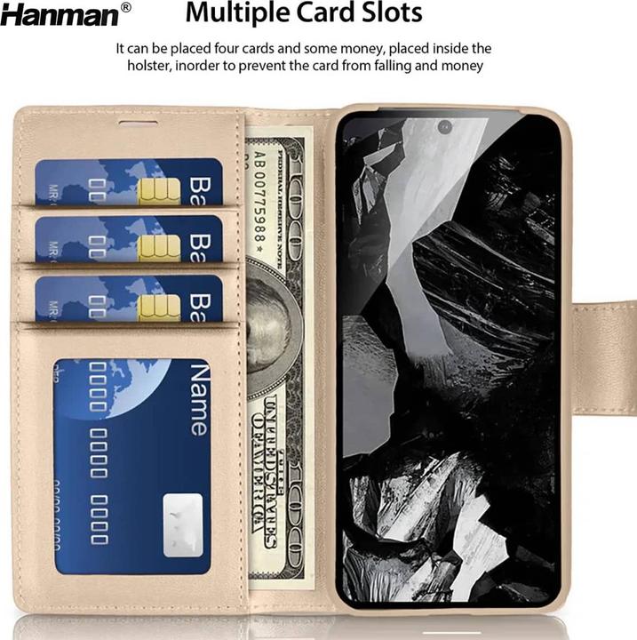 Produktbild Hanman Google Pixel 10 / 10 Pro - Mill Flip Case mit 3 Kartenfächern, gold (Google Pixel 10, Google Pixel 10 Pro)