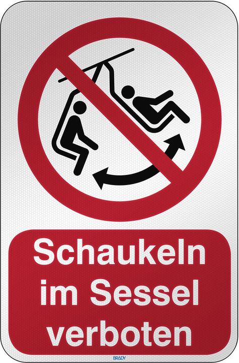 Brady P/P038/DE392/RFL-390X590-1, ISO safety sign - No swinging in armchair, laminated