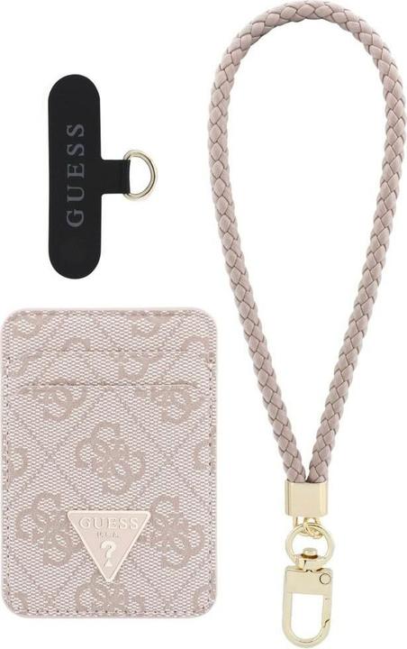 Guess Zestaw portfel + hand strap triangle MagSafe różowy