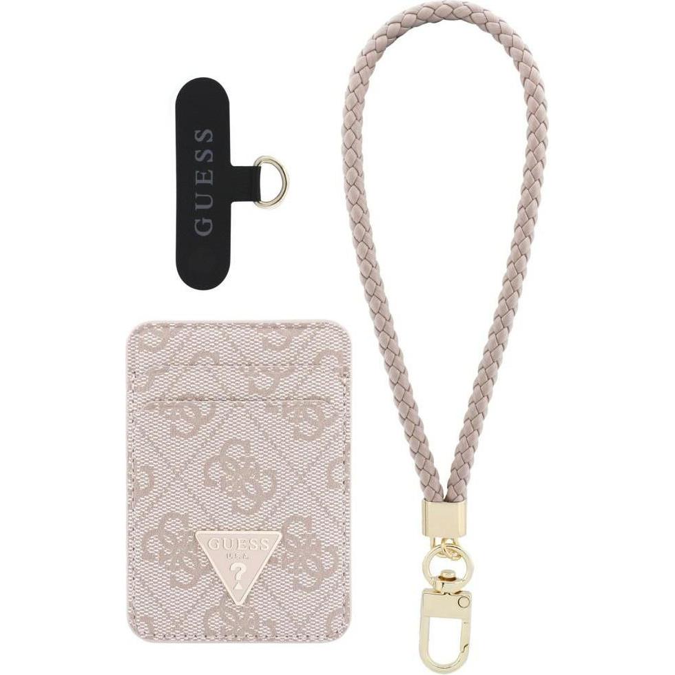 Guess Zestaw portfel + hand strap triangle MagSafe różowy, Cordino per smartphone, Pink
