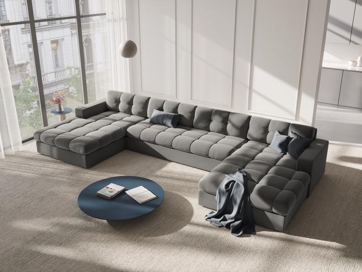 Actual product image CXL by Christian Lacroix Velvet Panoramic Sofa, "Yohan", 5 Seats, 294x160x72 Made in Europe (Sofa landscape)