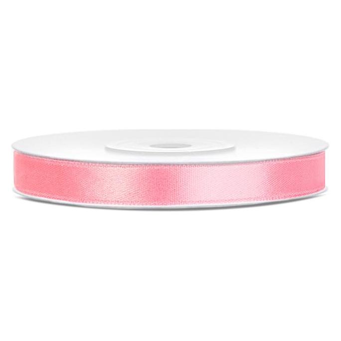 Partydeco, Cadeauverpakking, Satijnlint, Lichtroze, 6mm/25m (1 St. / 25 Lm) (1x)