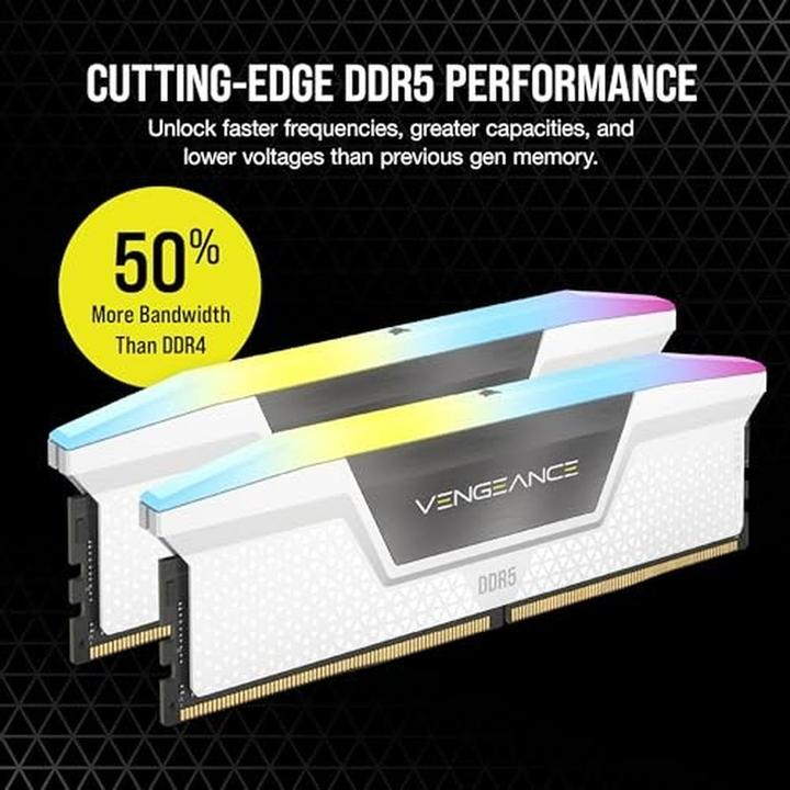 Immagine prodotto Corsair RAM D5 6400 32GB C36 Vengeance RGB K2 W (2 x 16GB, 6400 MHz, RAM DDR5, DIMM)